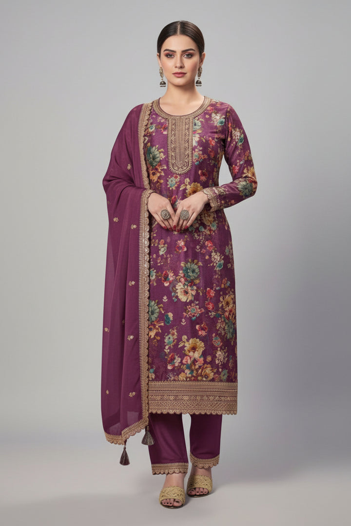 Retro Vibe Chinnon Silk Kurti Set