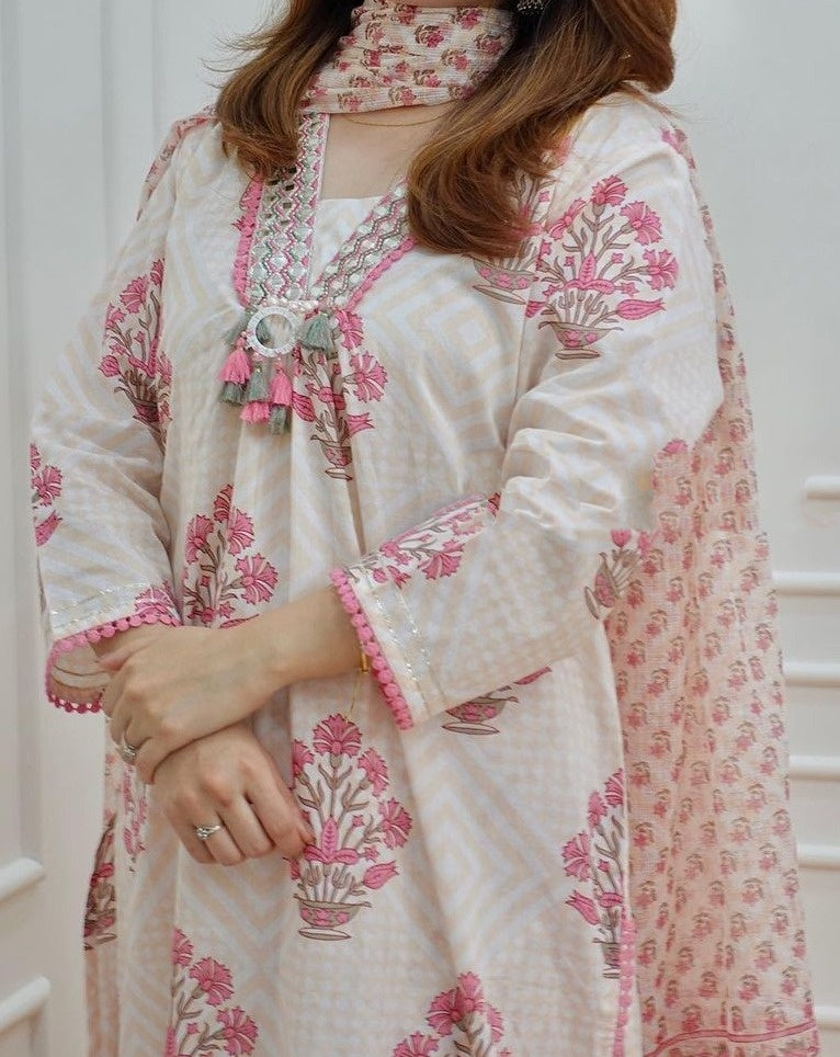 Maxi Dress Made From Chanderi Silk with Cotton Lining V Shaped Neck De –  panchakanya