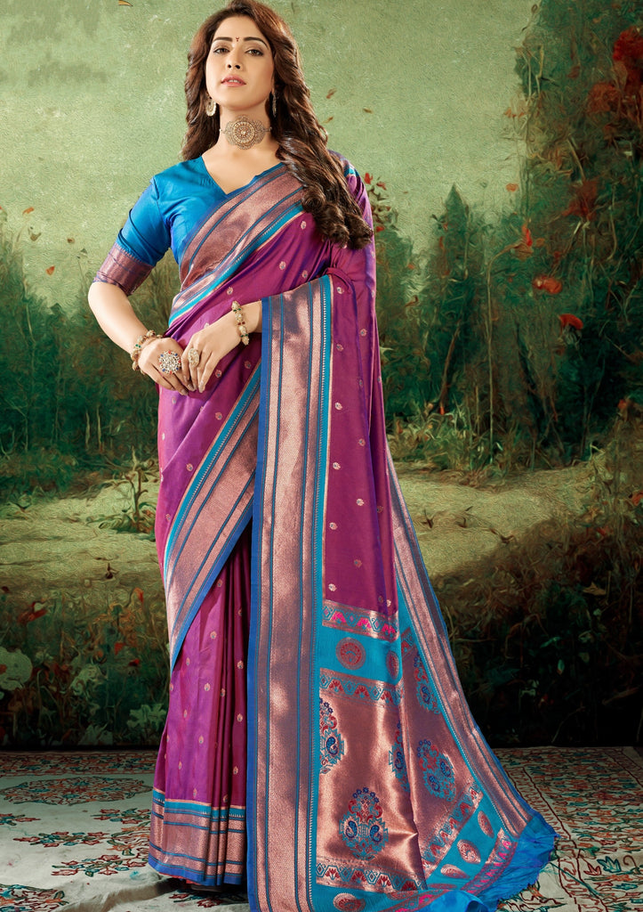 Purple Printed Art Silk Paithani Saree in Aurangabad-Maharashtra at best  price by Rangoli Collection Exclusive - Justdial