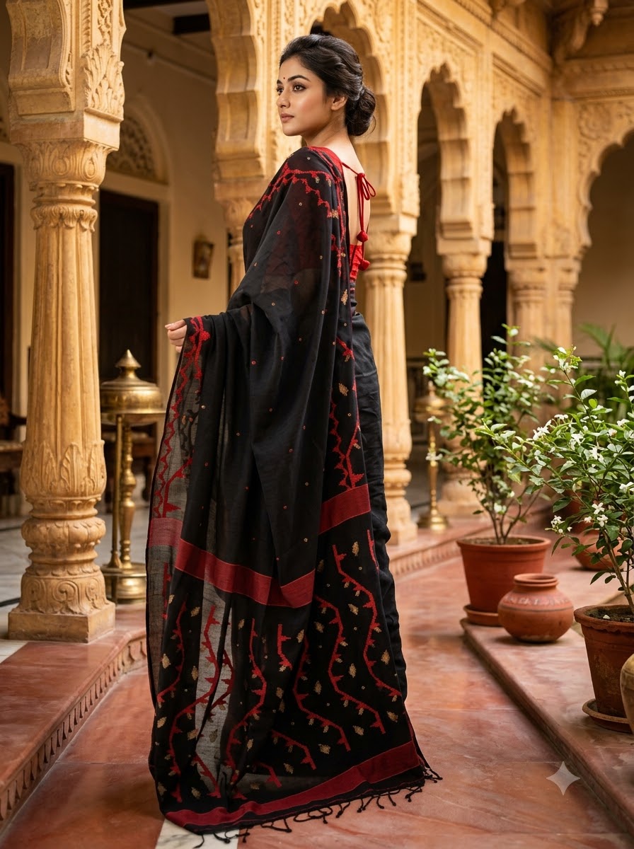 Snigdharag Karat Cotton Jamdani Saree