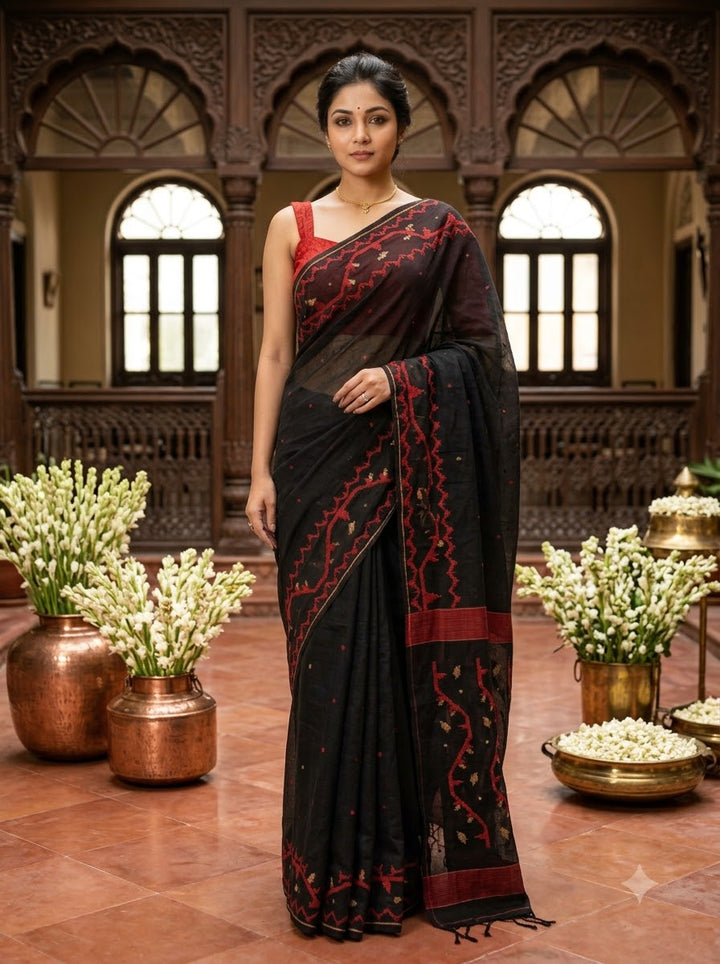 Snigdharag Karat Cotton Jamdani Saree