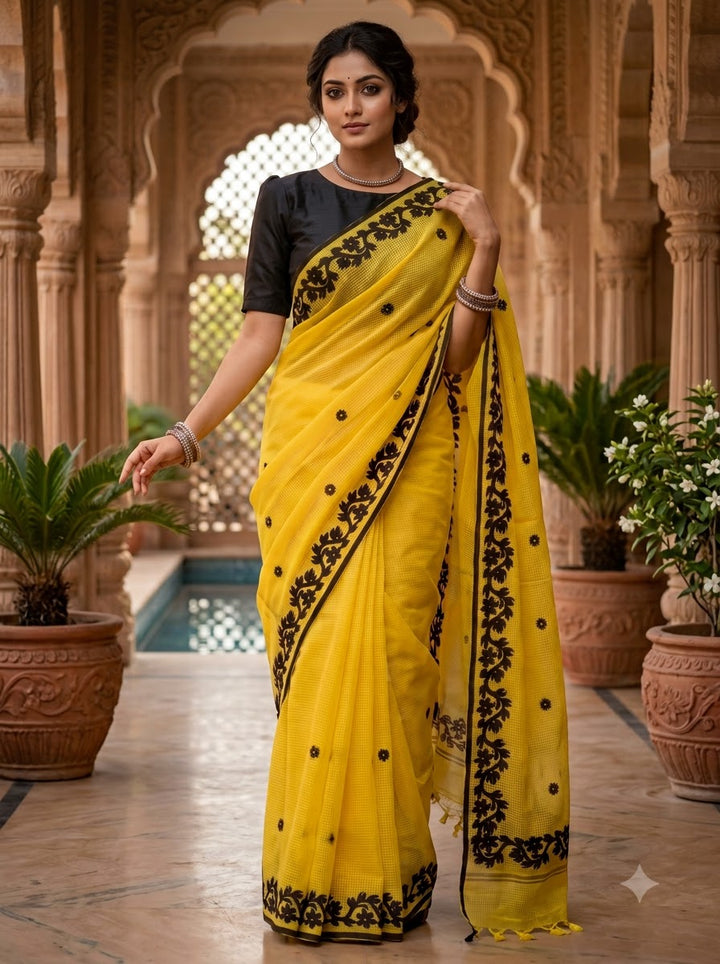 Megher Koli Reshom Kota Applique Saree