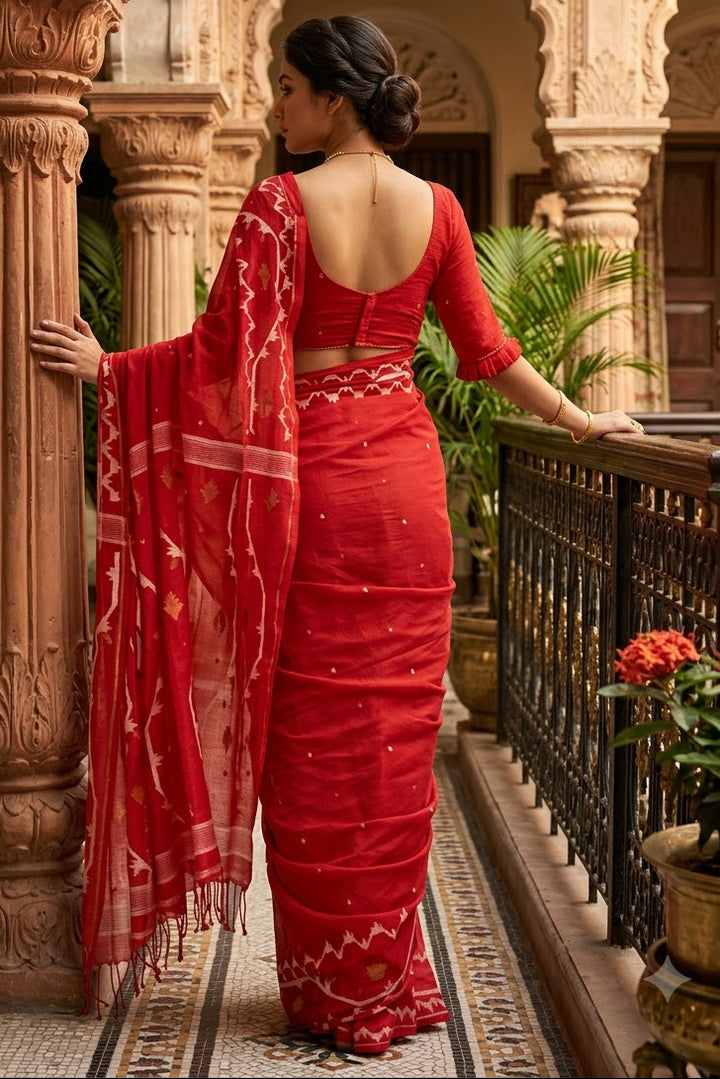 Snigdharag Karat Cotton Jamdani Saree