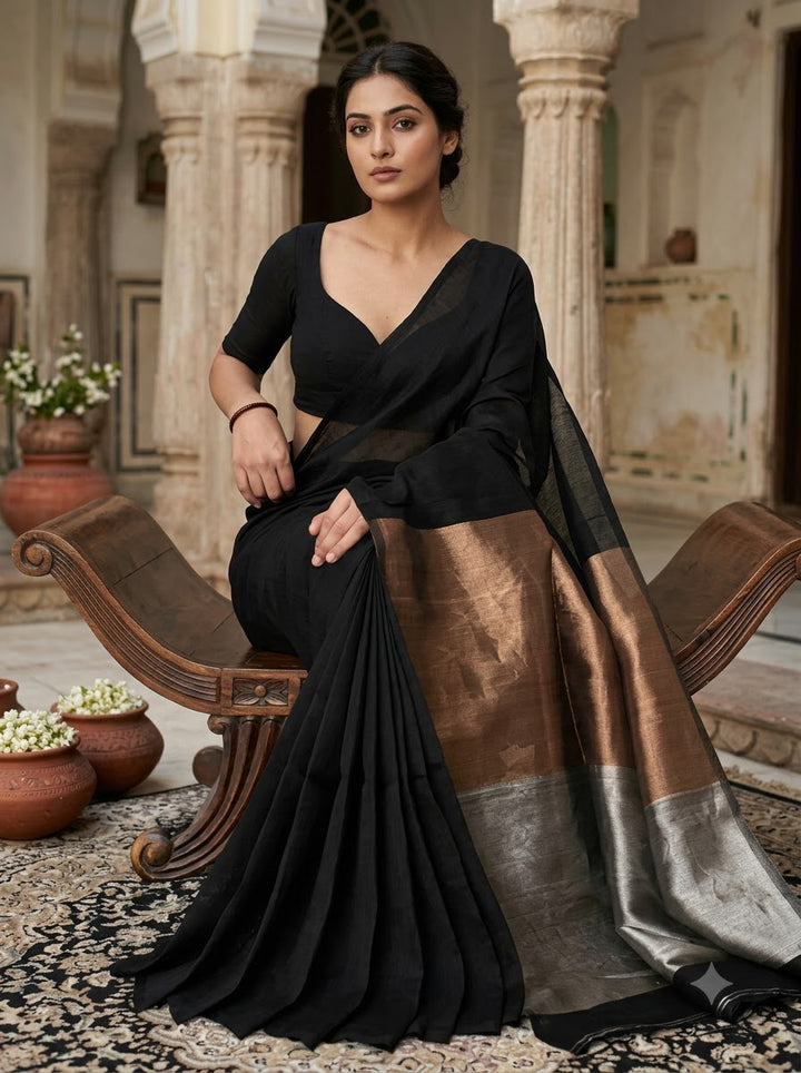 Mysterious Black Bengal Khadi Saree