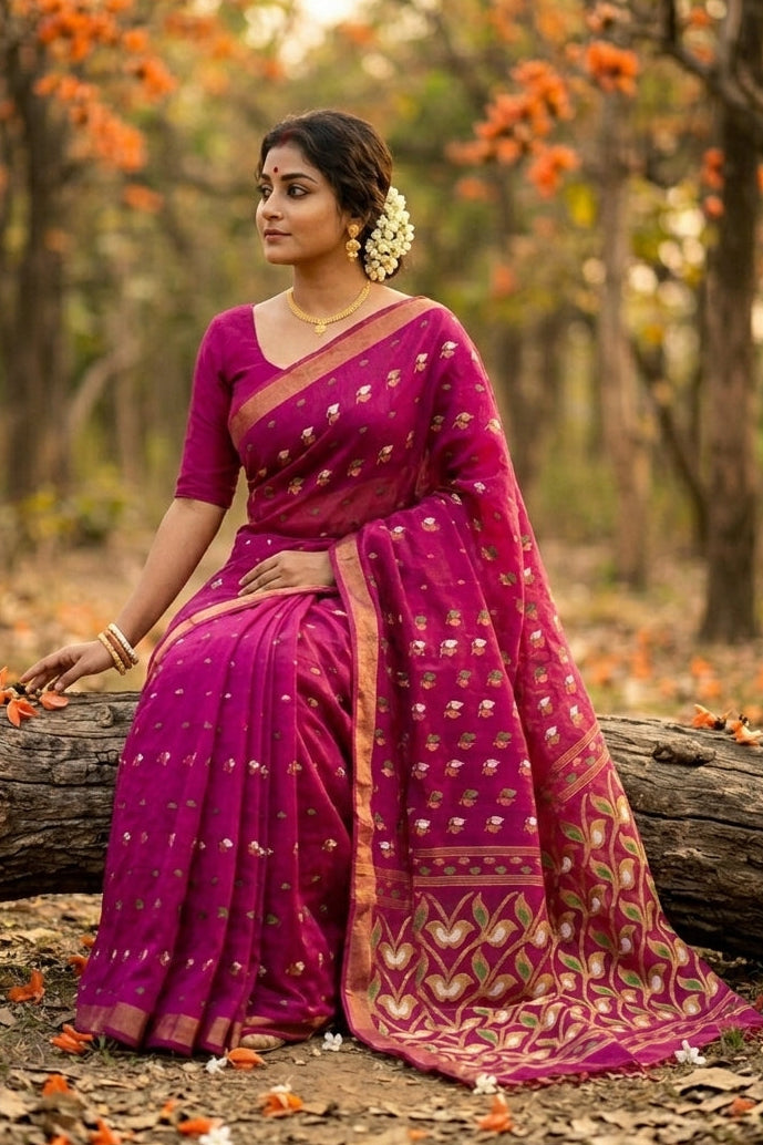 Rajrangi (রাজরঙ্গী) Khadi  Cotton  Saree