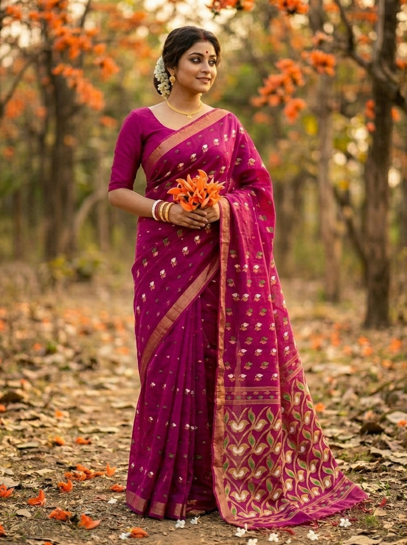 Rajrangi (রাজরঙ্গী) Khadi  Cotton  Saree