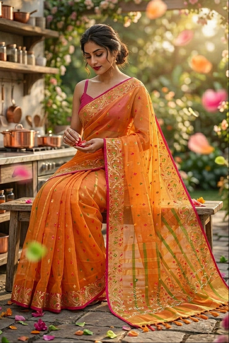 Divine Essence Muslin Jamdani Saree