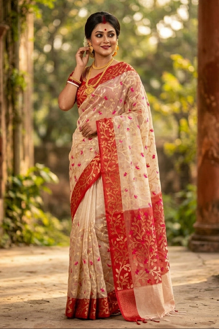 Divine Essence Muslin Jamdani Saree