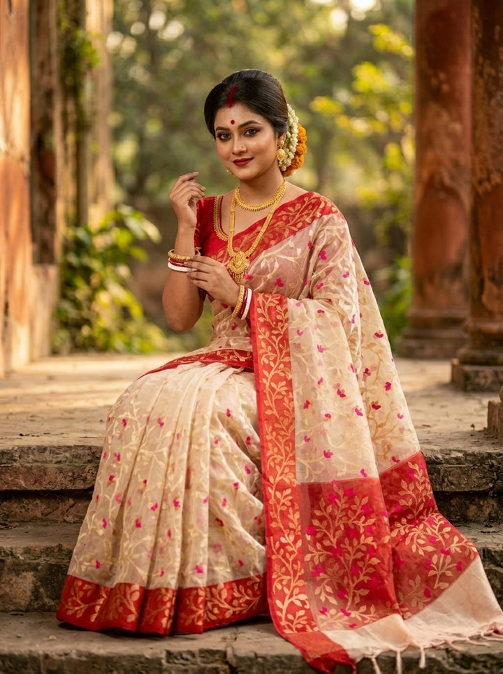 Divine Essence Muslin Jamdani Saree