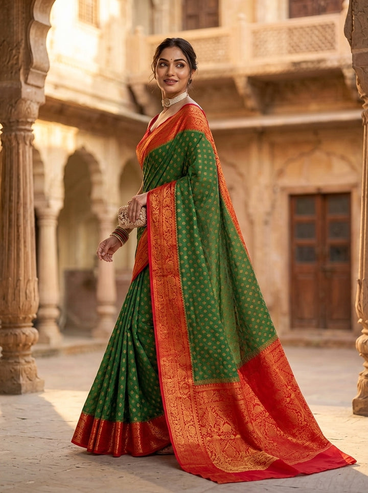 Green Banarasi Semi Georgette Saree