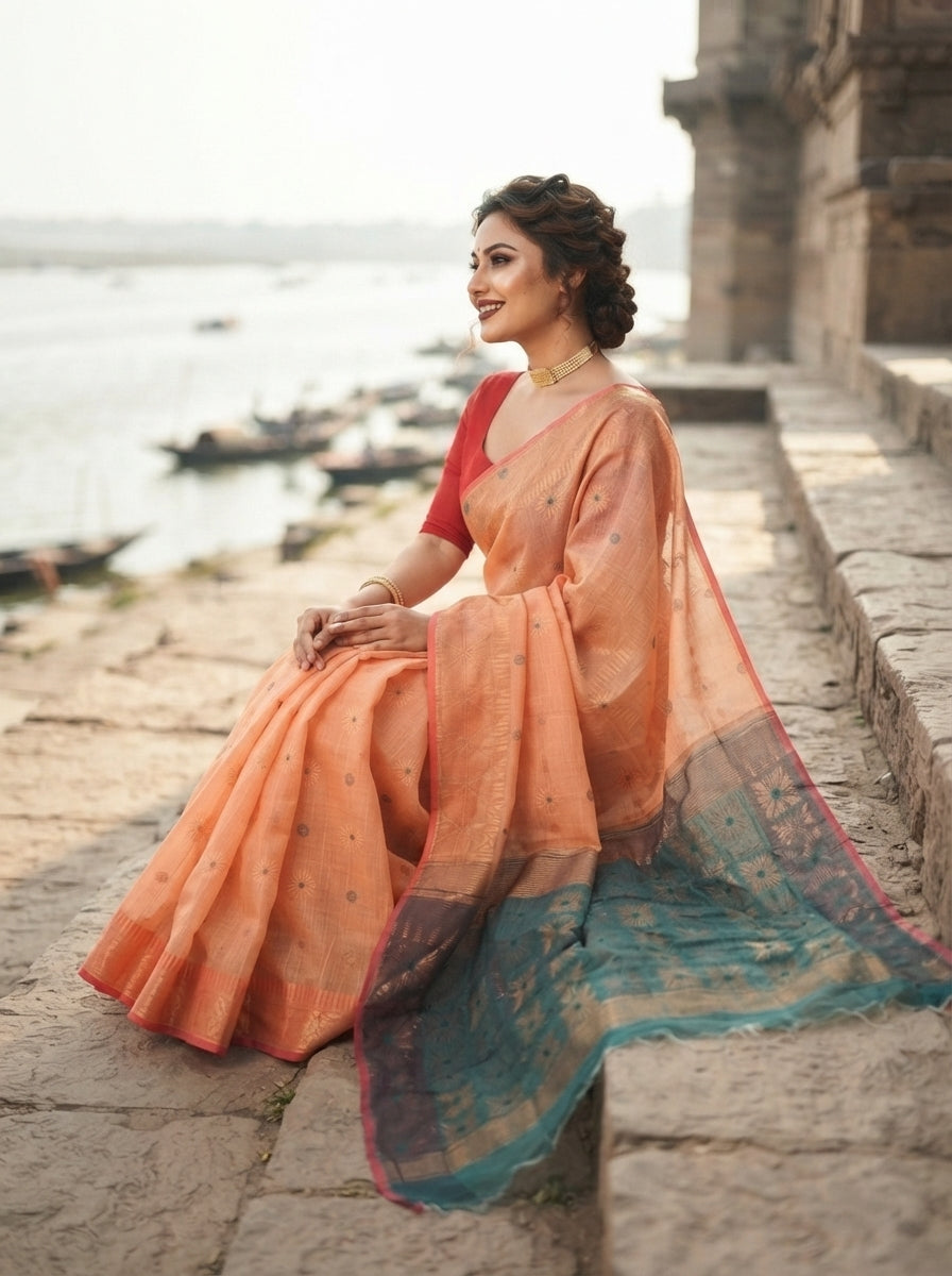 Bibhuti Dhakai Jamdani Saree