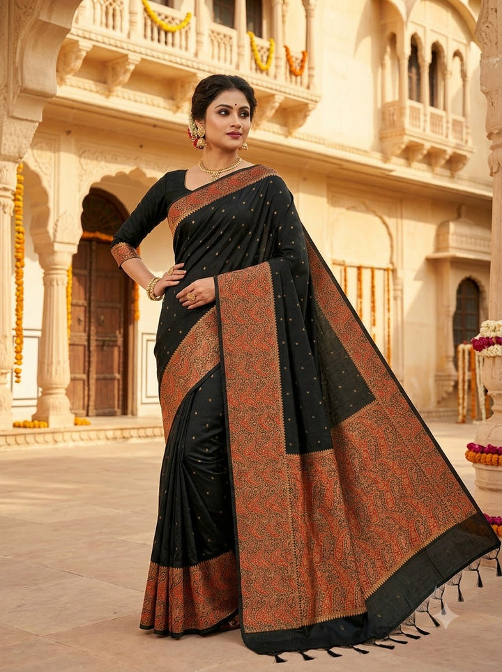 The Sovereign Scarlet Banarasi Semi Katan Silk Saree