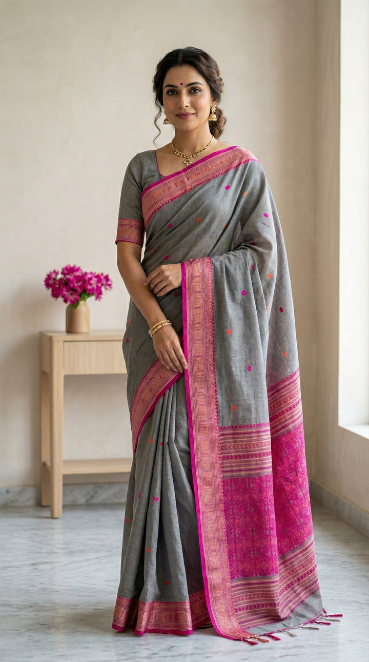 Assam Khadi Jamdani Saree