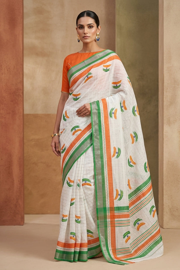 Tiranga Grace Semi Linen Saree (Independence Day Special)