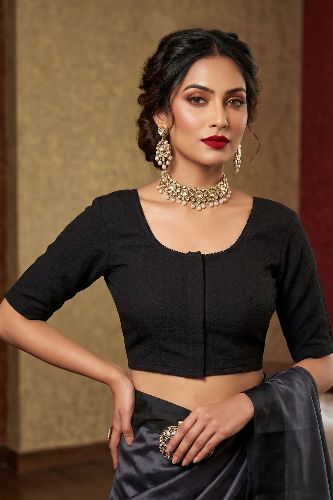 Smooth Fit-Stretchable Knitted Blouse