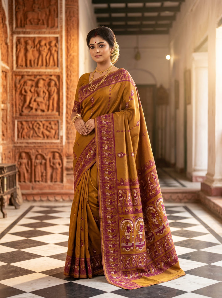 Rajnartaki Motif Baluchori Semi Silk Saree
