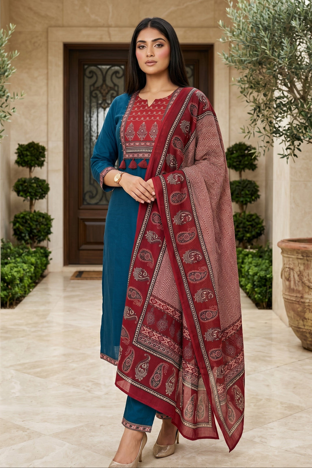 Soulful Reflection Cotton Kurti Set