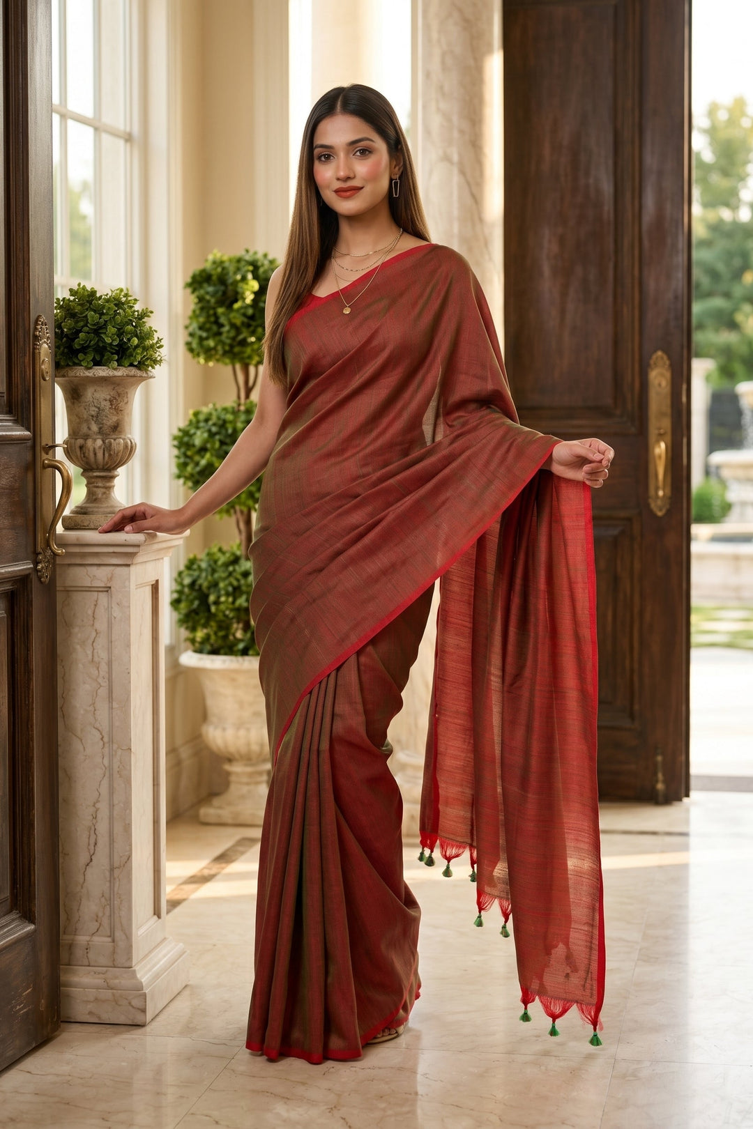 Dual Fun- Bengal Khadi Cotton Saree