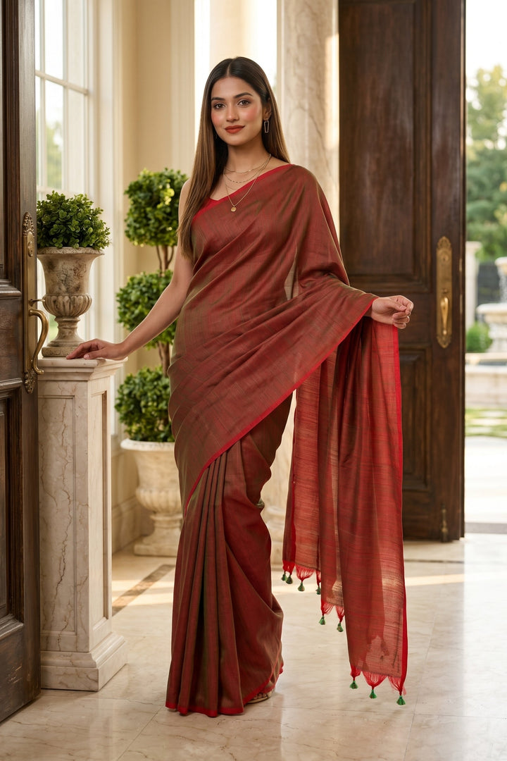 Dual Fun- Bengal Khadi Cotton Saree