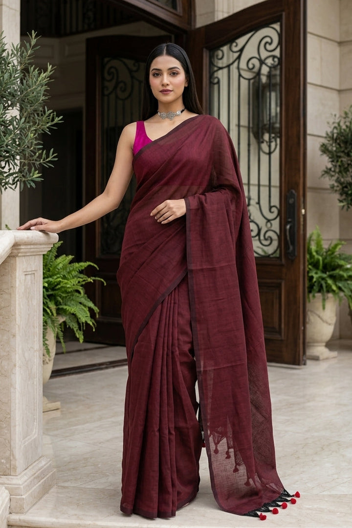 Demanding Brown- Khadi Cotton Saree