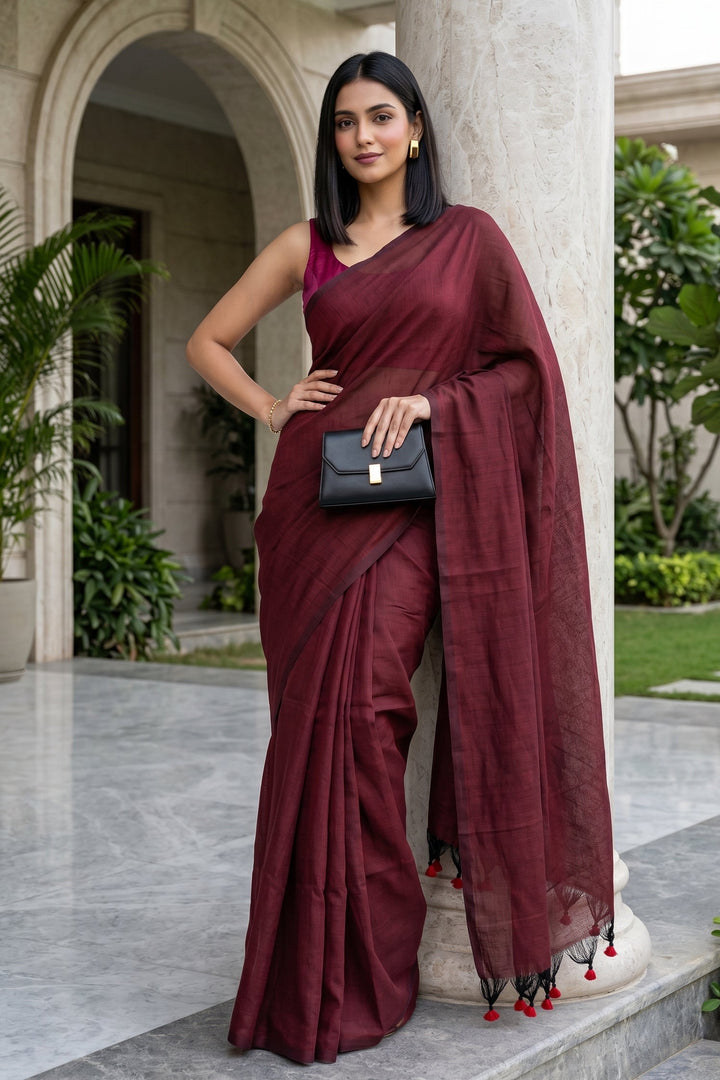 Demanding Brown- Khadi Cotton Saree