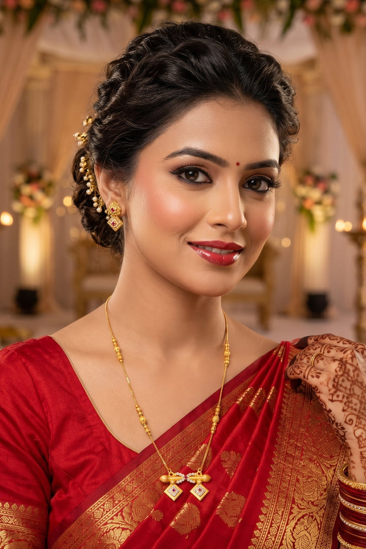 The Ruby Twin Mangalsutra(Gold Plated)Combo-2