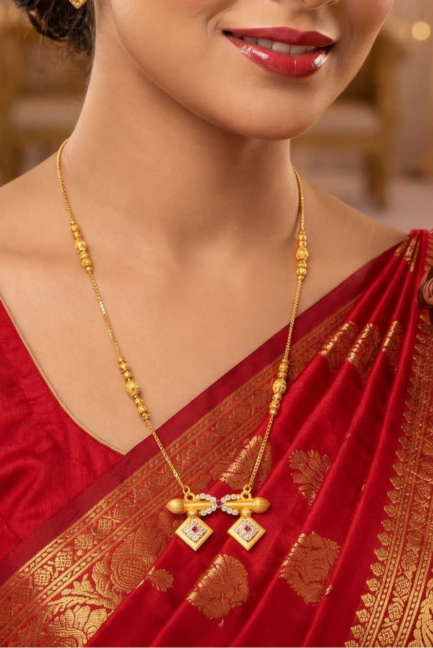 The Ruby Twin Mangalsutra(Gold Plated)Combo-2