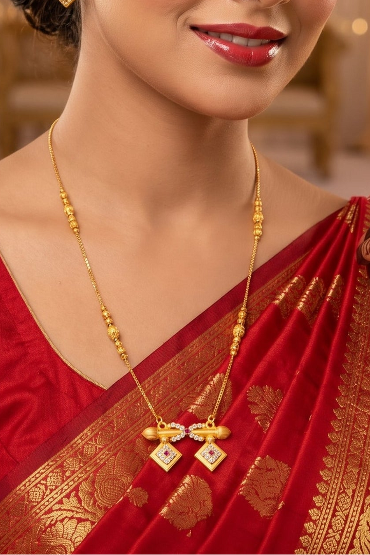 The Ruby Twin Mangalsutra(Gold Plated)Combo-2