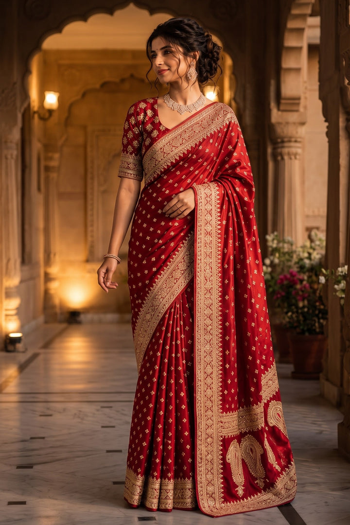 Regalia Rose -  Designer Sequence Premium Silk Saree with Designer (Unstitched) Blouse Piece