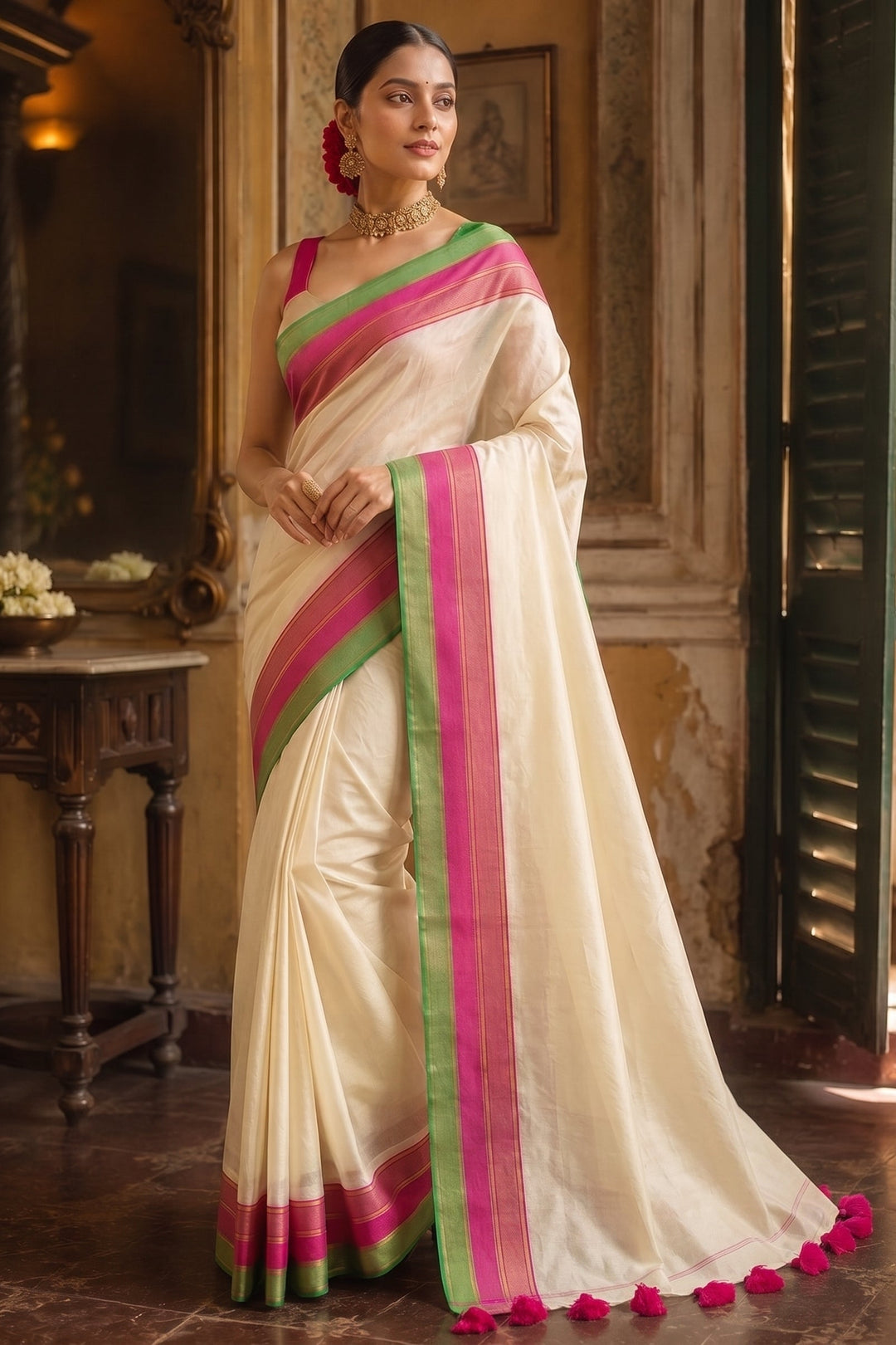 Shubhra Chitra Mul Cotton Saree