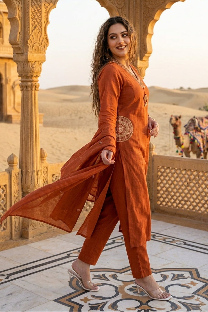 Desert Blush Cotton Kurti Set
