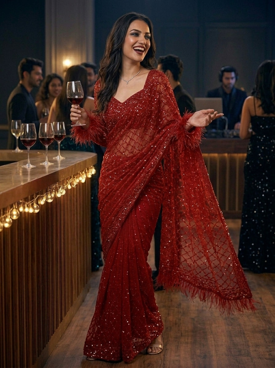 Star Night Story Georgette Saree