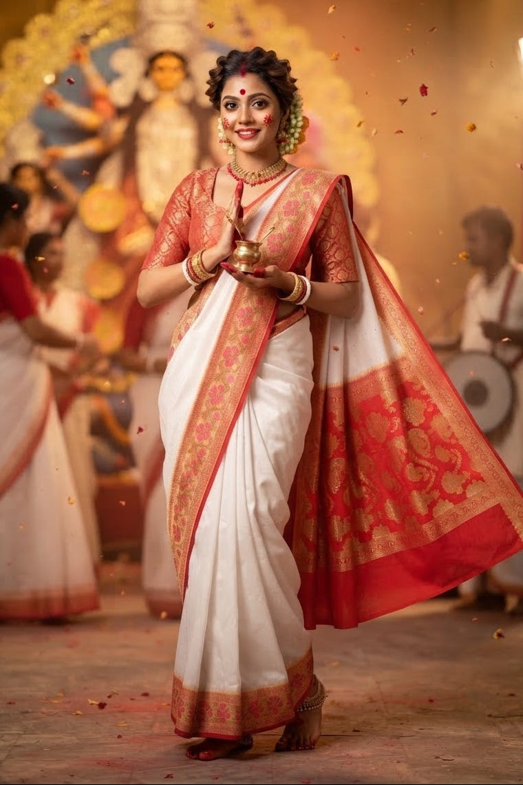 Trinetra Banarasi Semi Chiniya Silk  Saree