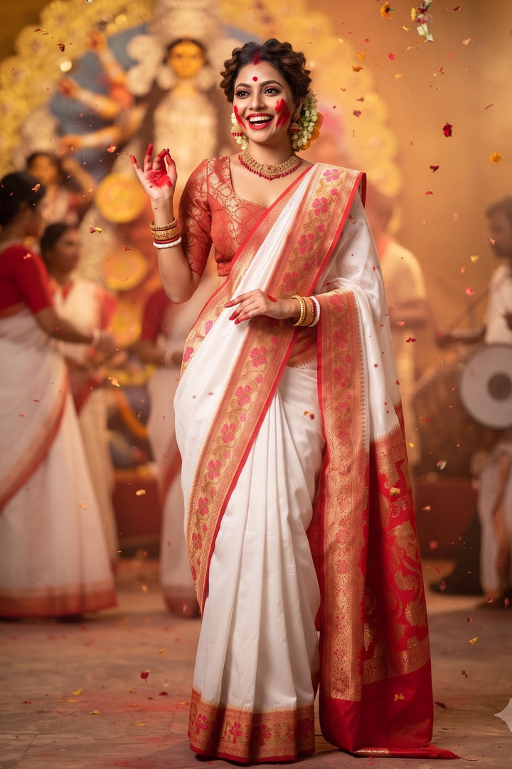 Trinetra Banarasi Semi Chiniya Silk  Saree