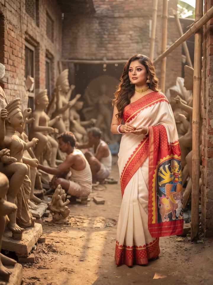 Aashwiner Alo Semi Tussar Silk Saree