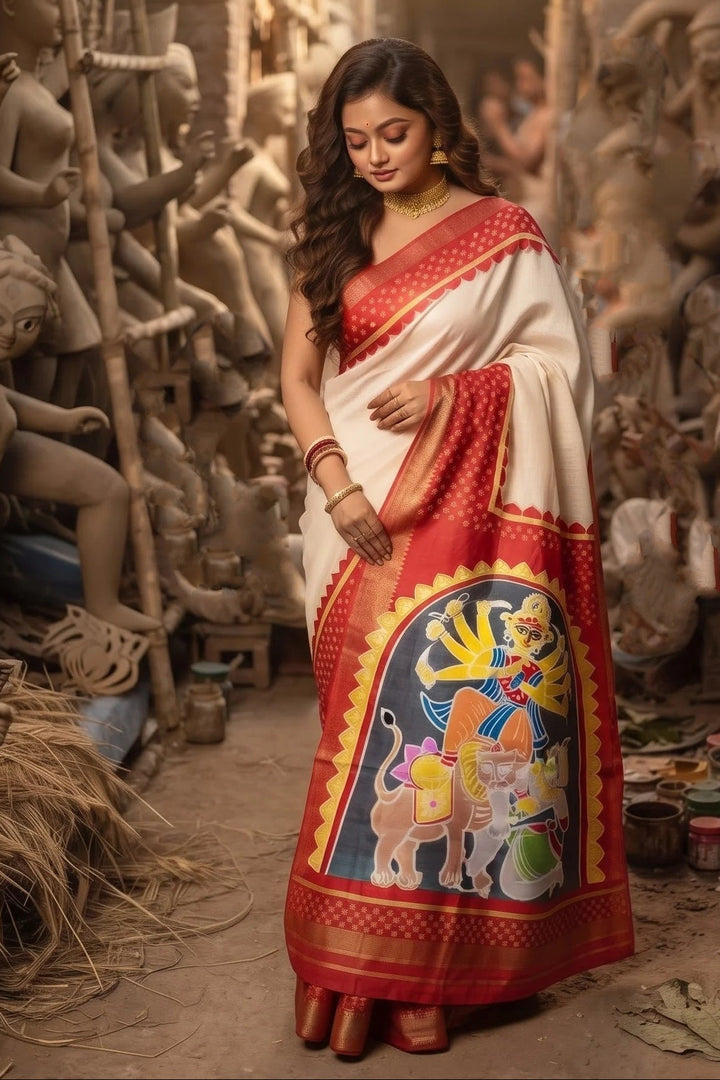 Aashwiner Alo Semi Tussar Silk Saree