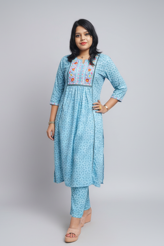 Vibrant Thread (Naira Cut Kurti Set)