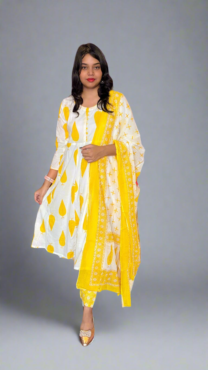 Basant Panchami Special- Frock style Suit Set