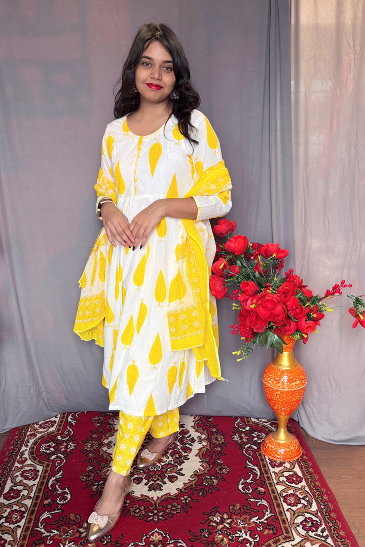 Basant Panchami Special- Frock style Suit Set