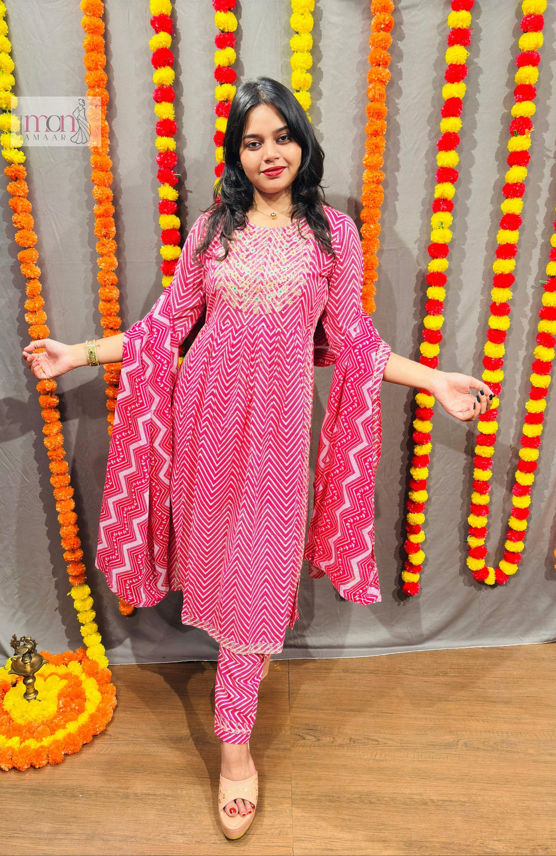 pink Day- Party Wear Kurti Set