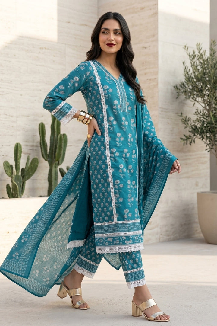 Ethniq Edge Cotton Kurti Set