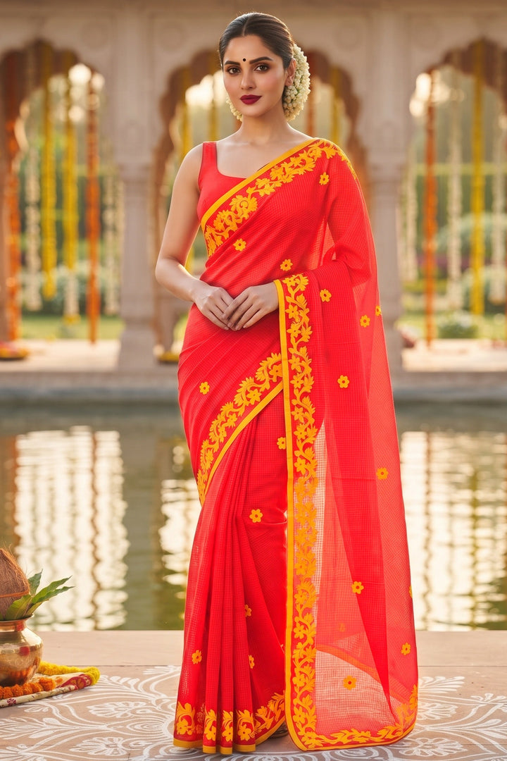 Hridoy rekha Kota Applique Saree