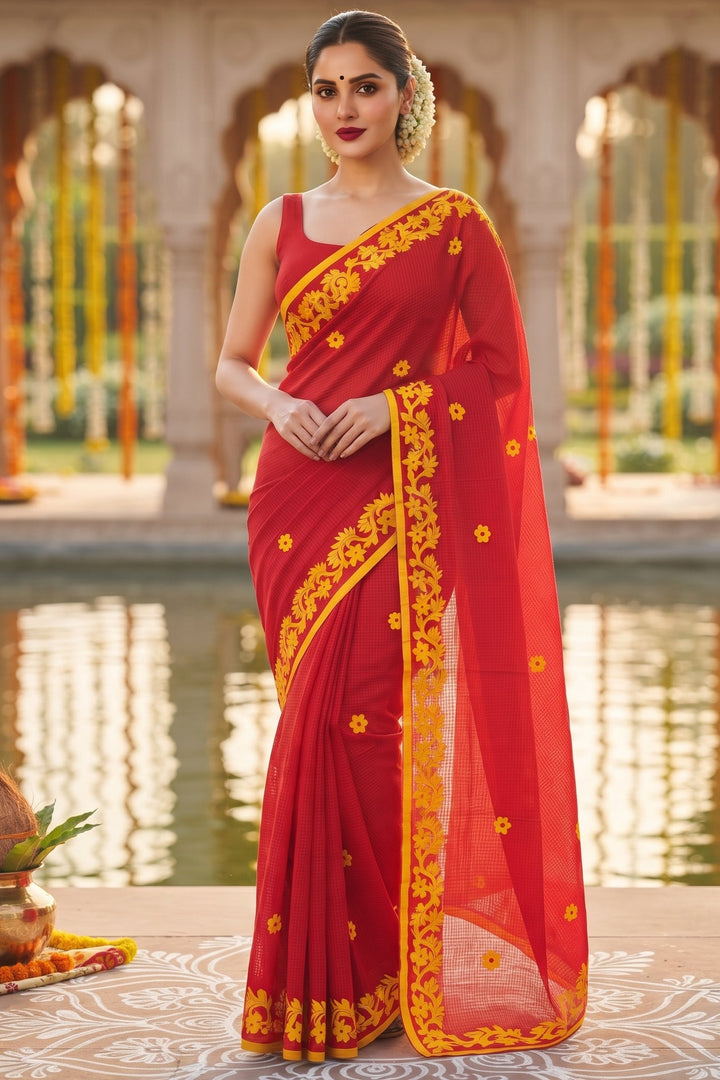Hridoy rekha Kota Applique Saree