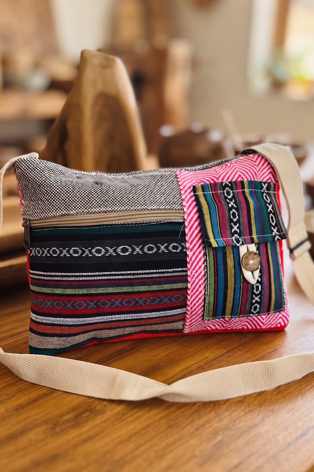 Gypsy Stripe Crossbody - Boho Sling Bag