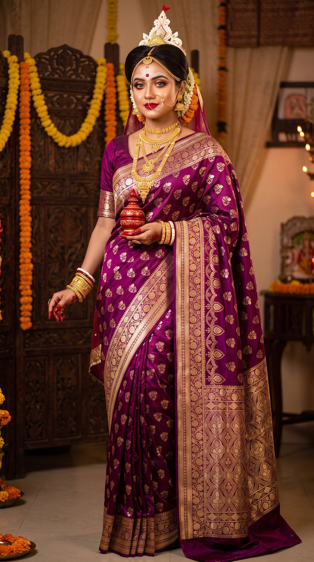 Queen's Legacy Banarasi Semi Katan Silk Saree