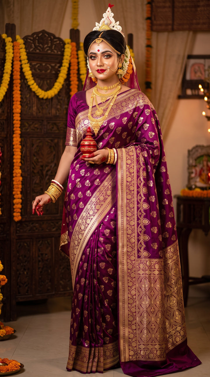 Queen's Legacy Banarasi Semi Katan Silk Saree