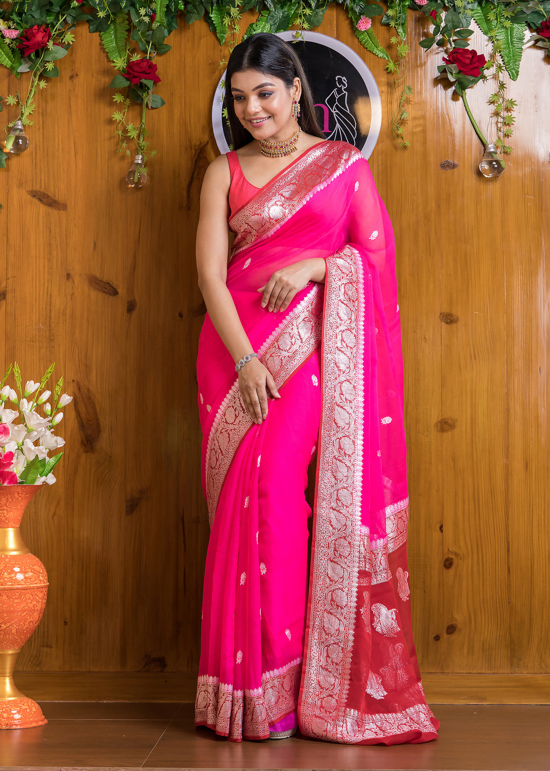 Double Cuddle Khaddi Chiffon Banarasi saree