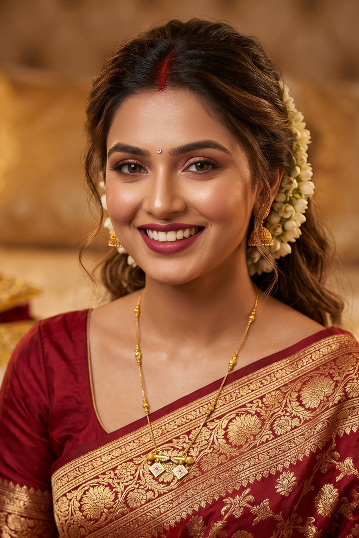 The Ruby Twin Mangalsutra(Gold Plated)-Combo 1