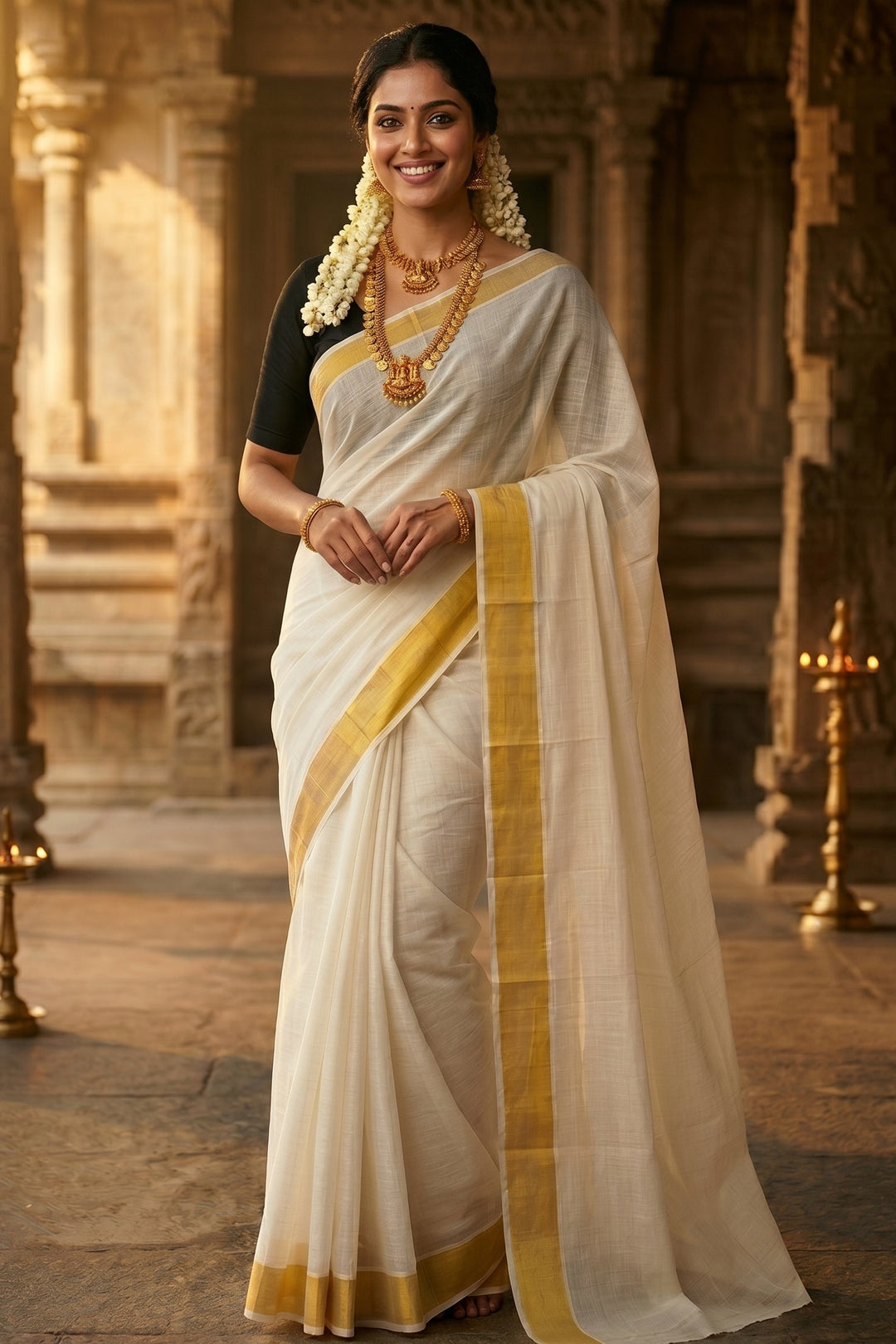 Golden Pearl-Cotton Saree