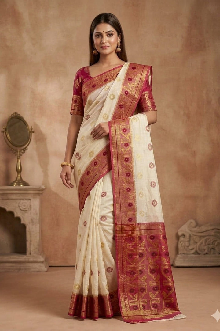 Suvarna Shobha Bengal Jamdani Saree